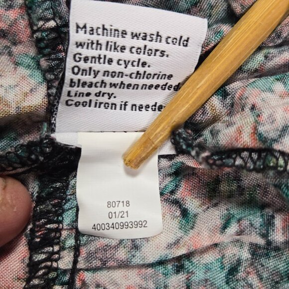 Nine West Sleeveless Floral Dress S Black Pink Green 100% Rayon Ruffle Hem Boho - Picture 8 of 9